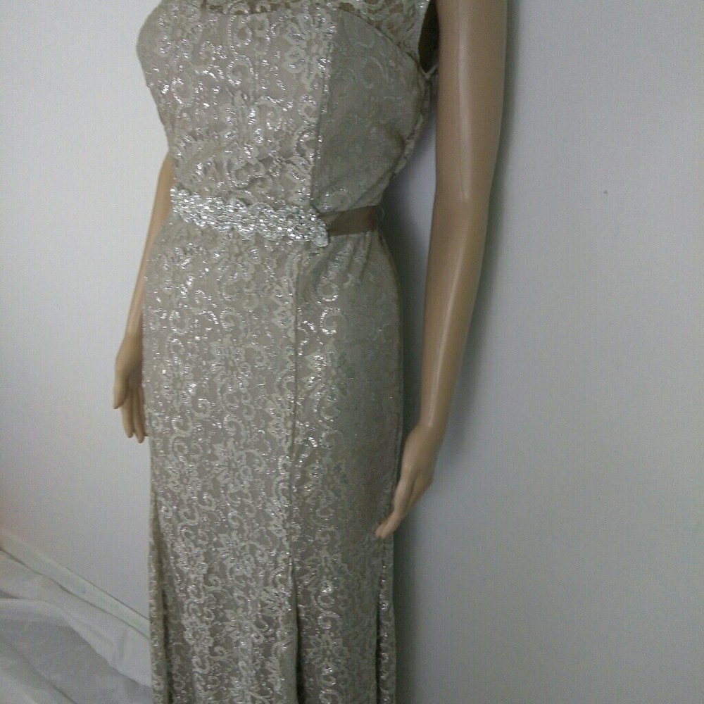 Women's Betsy & Adam formal prom lace long dress
